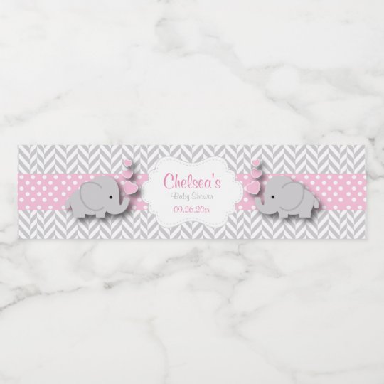 Pink White Grey Elephant Baby Shower Water Bottle Label Zazzle Ca Pink White Grey Elephant Baby Shower Water Bottle Label Zazzle Ca