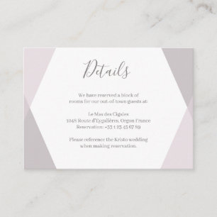 Pink White Grey Geometric Wedding Hotel Detail Enclosure Card