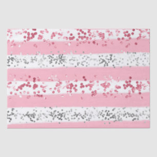 Pink White Grey Glitter Birthday Baby Bridal Show Tissue Paper