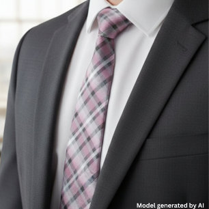 Pink White Grey Plaid Pattern – Trendy Tartan Tie