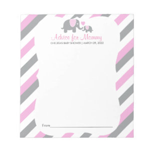 Pink, White Grey Stripe Elephant - Advice Notepad