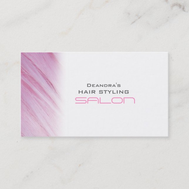 Pink White Hair Salon Appointment Business Card (Front)