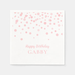 Pink & White Happy Birthday Pet Name Paper Napkin