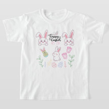 Pink & White "Happy Easter" Bunny T-Shirt