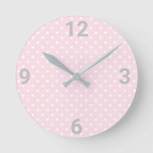Pink White Heart Modern Wall Clock