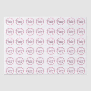 Pink & white heart petal personalized christening tissue paper