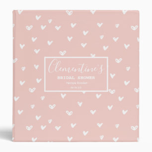 Pink White Heart Print Bridal Shower Recipe Binder