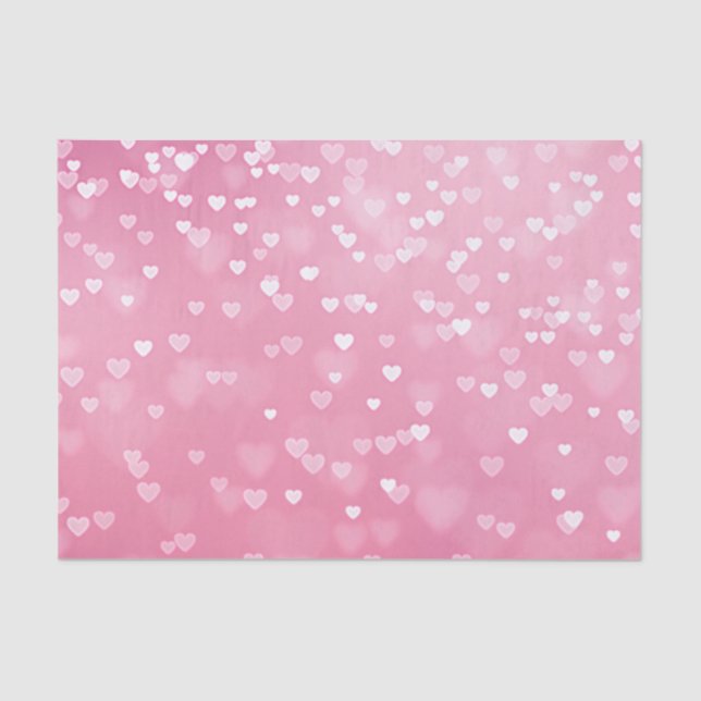 Pink White Hearts Birthday Tissue Paper (Front)