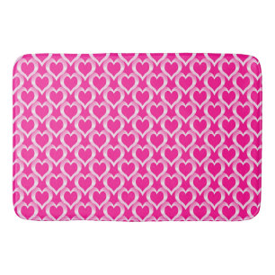 Pink White Hearts Pattern Bath Mat