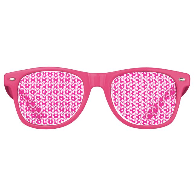Pink White Hearts Pattern Retro Sunglasses (Front)