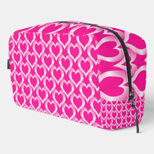 Pink White Hearts Pattern Toiletry Bag