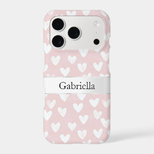Pink White Hearts Personalized