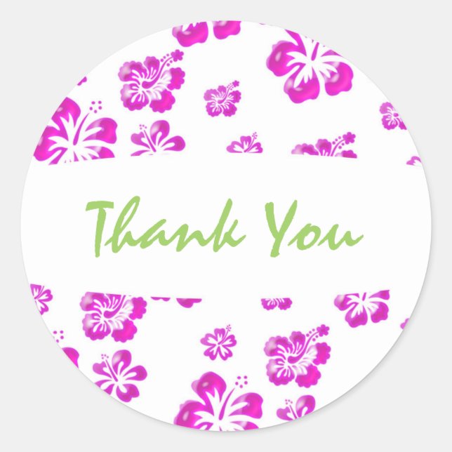 Pink & White Hibiscus Flower Floral Party Sticker (Front)