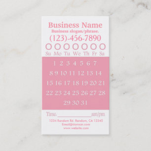 Pink white hole punch appointment card