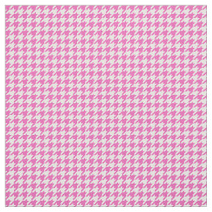 Pink White Houndstooth Pattern Fabric