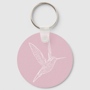 Pink & White Hummingbird Keychain