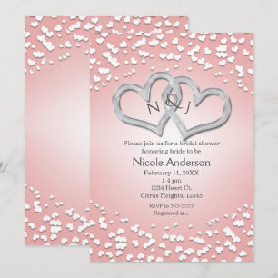 Pink White Intertwined Hearts Valentine Invitation