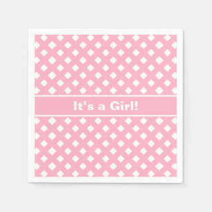 Pink & White It’s a Girl Baby Shower Napkin