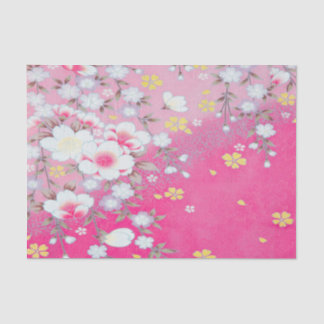 Pink White Japanese Kimono Floral Decoupage Tissue Paper