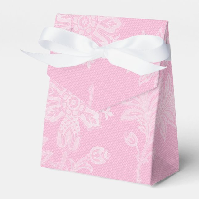Pink White Lacey Floral Favor Box (Front Side)