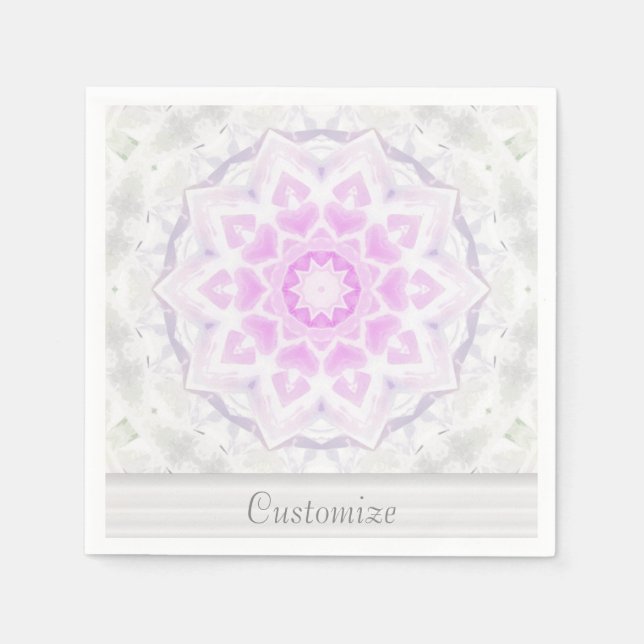 Pink & White Lacy Kaleidoscope Hearts Napkins (Front)
