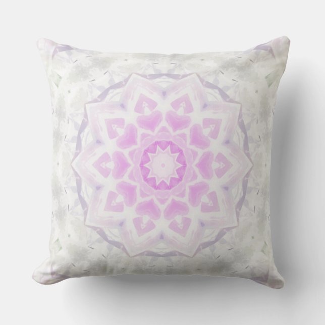Pink & White Lacy Kaleidoscope Hearts Pillow 2 (Front)