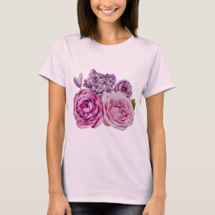 Pink White Lavender Rose Flowers T-Shirt