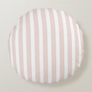 Pink White Lavender Stripes Round Pillow