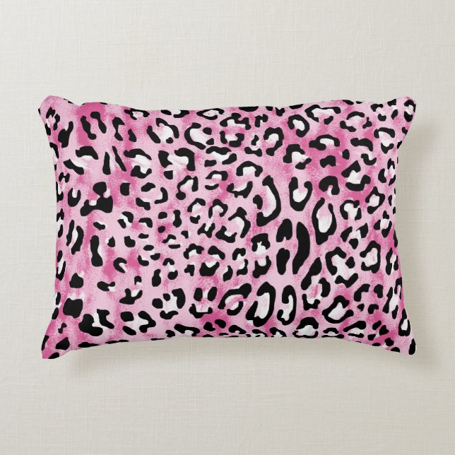 Pink White Leopard Pattern. Accent Pillow (Front)