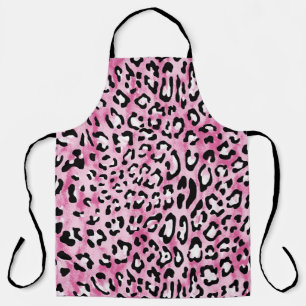 Pink White Leopard Pattern. Apron