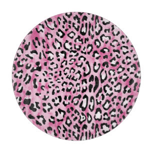 Pink White Leopard Pattern. Cutting Board