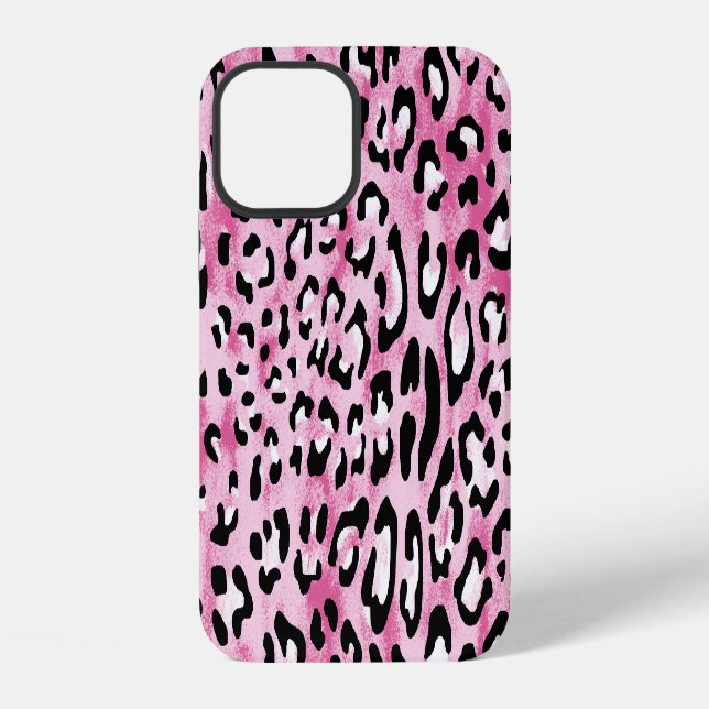 Pink White Leopard Pattern. iPhone Case (Back)