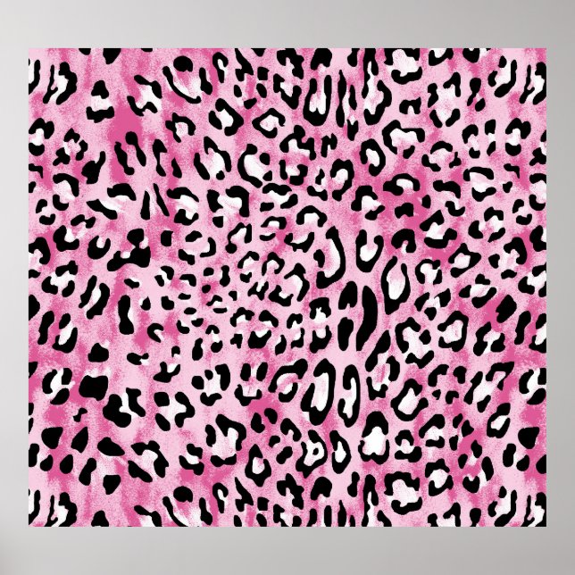 Pink White Leopard Pattern. Poster (Front)