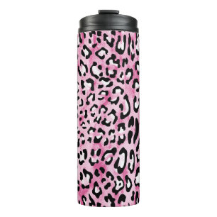 Pink White Leopard Pattern. Thermal Tumbler