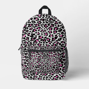 pink white leopard print  printed backpack