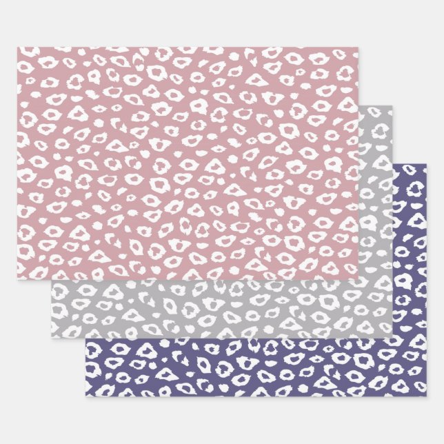 Pink White Leopard Wrapping Paper Sheet (Set)