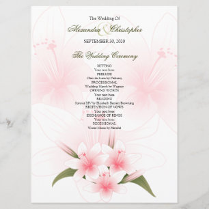 Pink & White Lilies Wedding Program