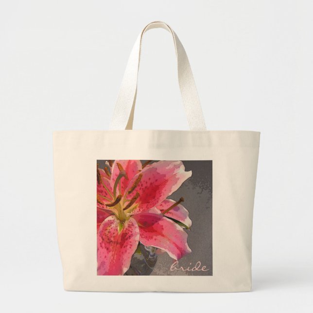 Pink & White Lily Bride's Bag (Front)