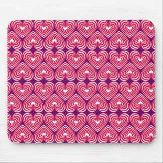 Pink & White Lined Hearts Mouse Pad