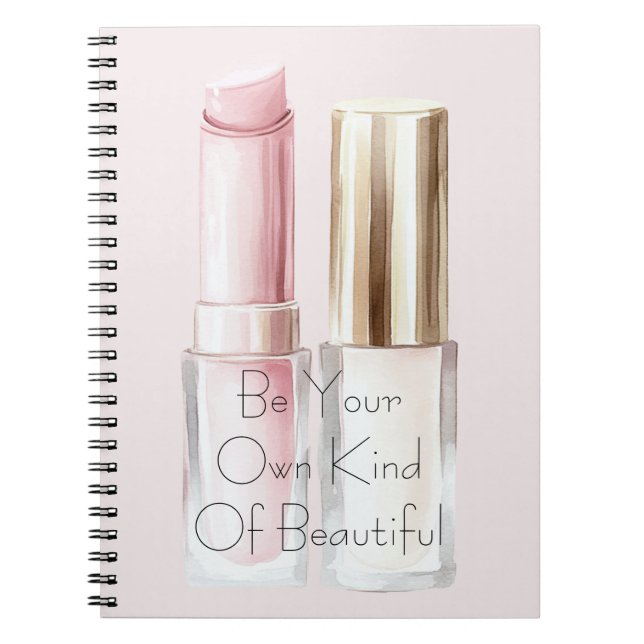 Pink White Lipstick Ivory Nail Polish Notebook (Front)