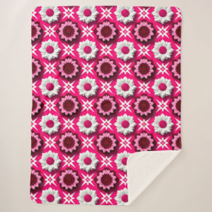 🌸✨ Pink White Lotus Floral Pattern Elegant Bloom Sherpa Blanket