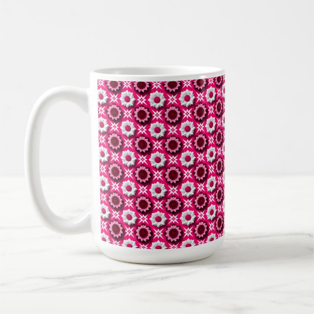 🌸Pink White Lotus Floral Pattern Modern Decor✨ Coffee Mug (Left)