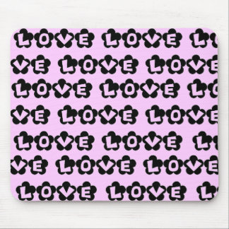 Pink & White LOVE Flowers Mouse Pad