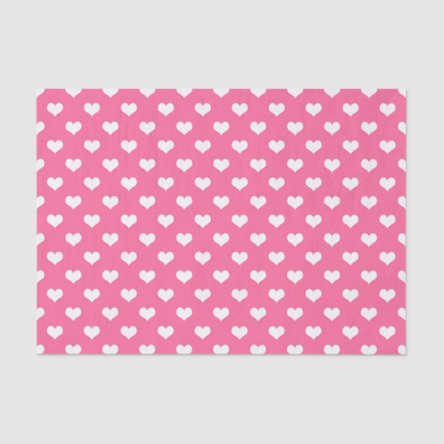 Pink White Love Heart Pattern Design  Tissue Paper (Front)