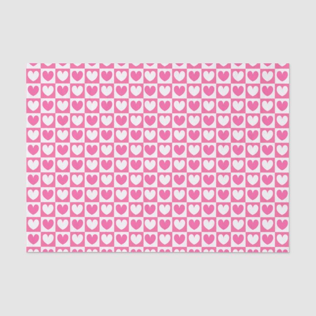Pink & White Love Hearts Valentine's Day Tissue Paper (Front)