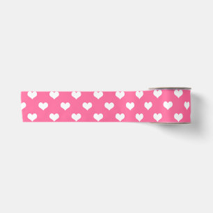Pink White Lovely Hearts Design  Satin Ribbon