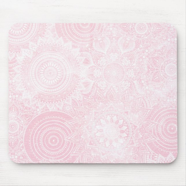 Pink White Mandala Collection Mouse Pad (Front)