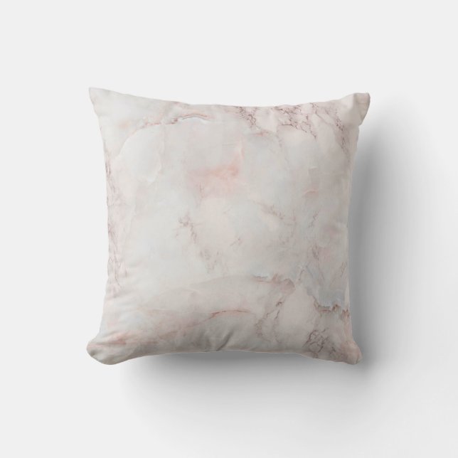 Pink White Marble Elegant Pattern Abstract Throw Pillow (Front)