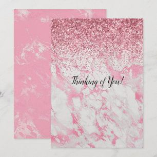 Pink White Marble Glitter           Card