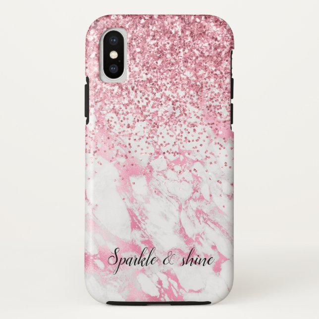 Pink White Marble Glitter    Case-Mate iPhone Case (Back)